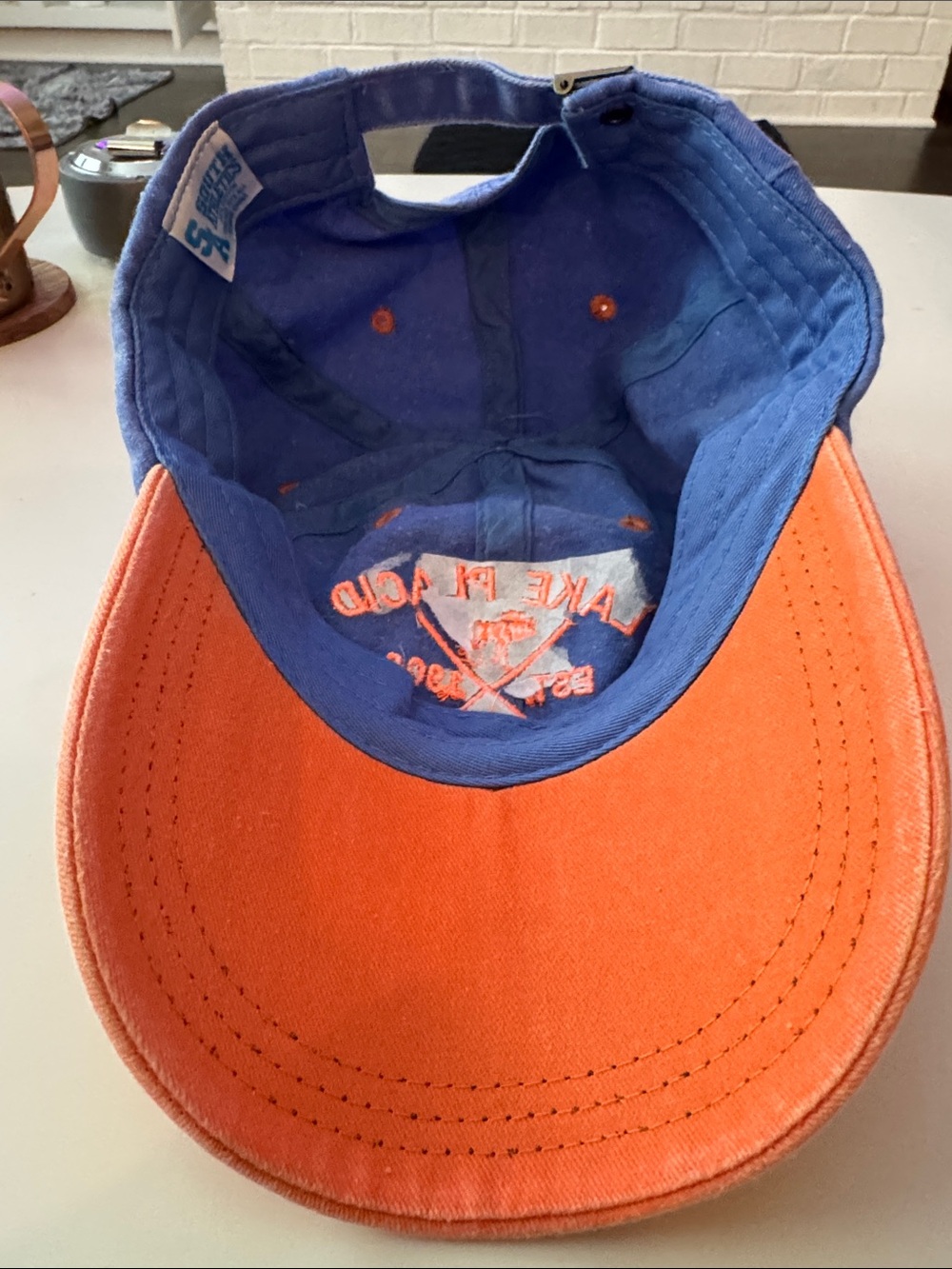 Lake Placid NY Embroidered Baseball Cap - Blue & Orange - Picture 7 of 7